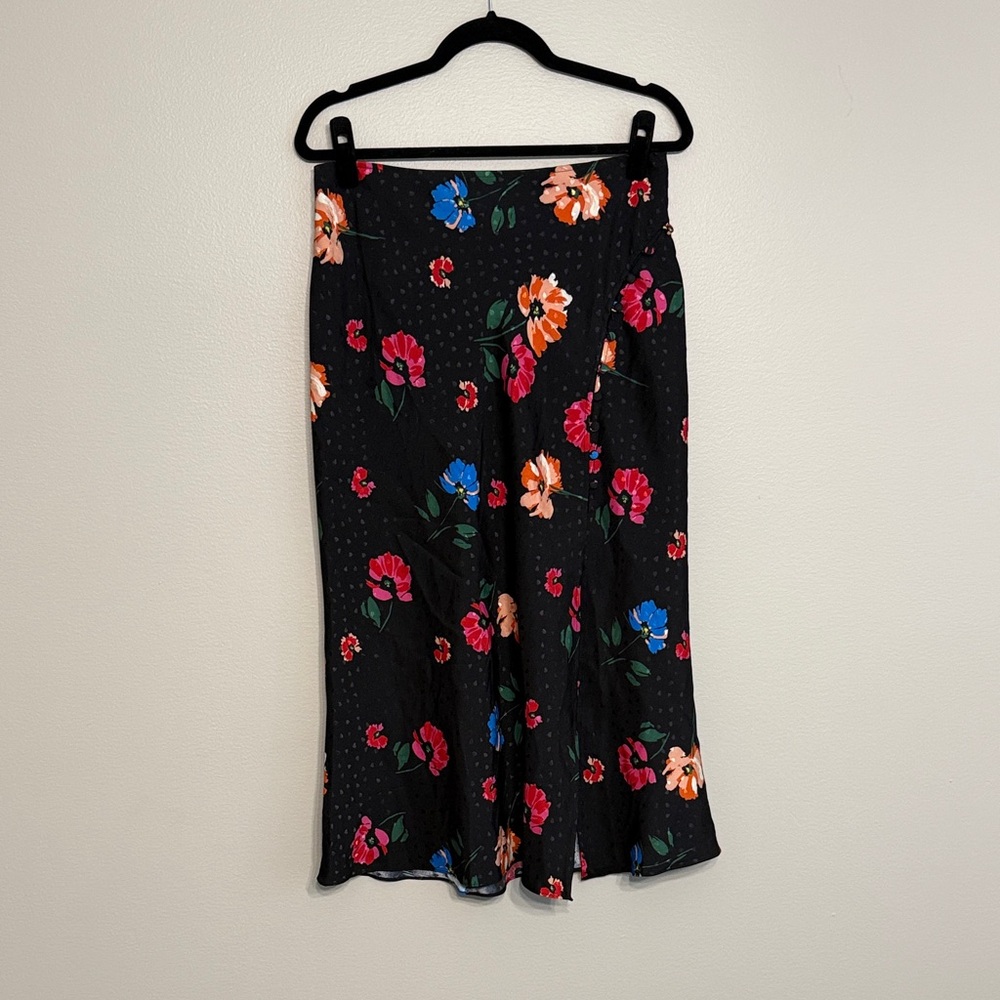 Sugarlips Black Floral Midi Skirt